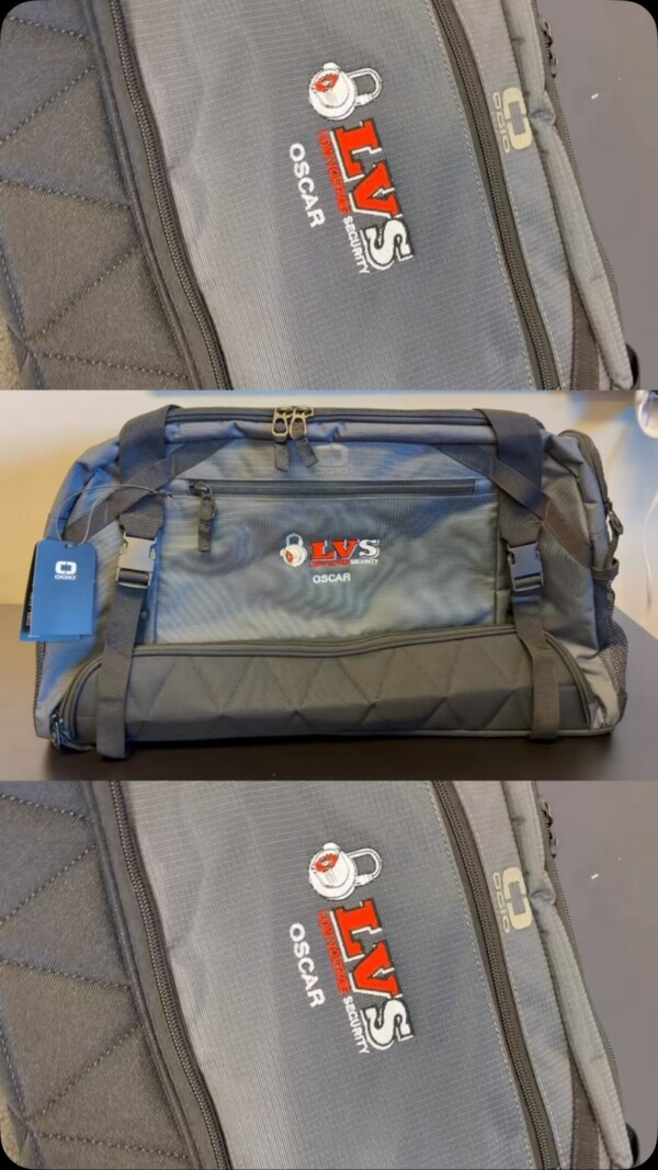 LVS branded duffel bags with custom logo — Anchor21 Branding