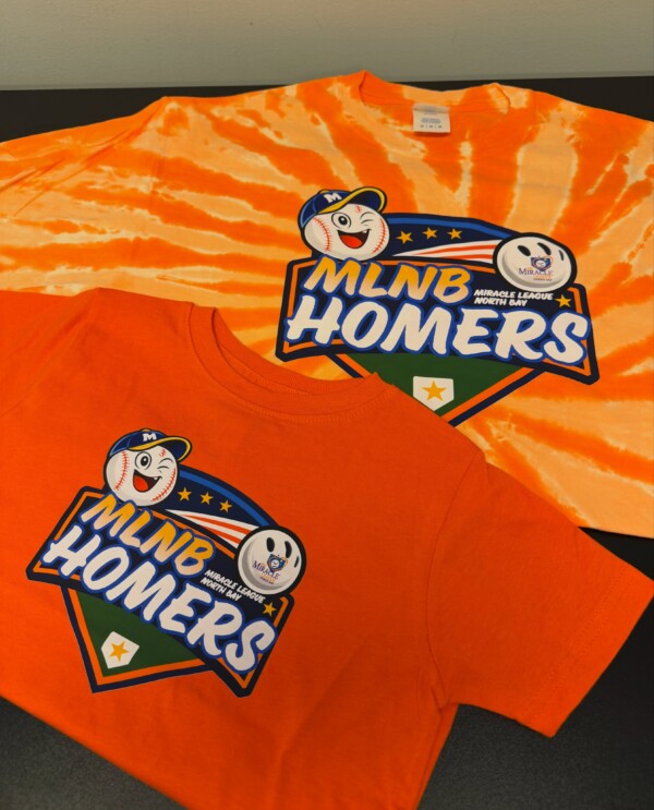 MLNB Homers custom orange team shirts — Anchor21 Branding Petaluma CA